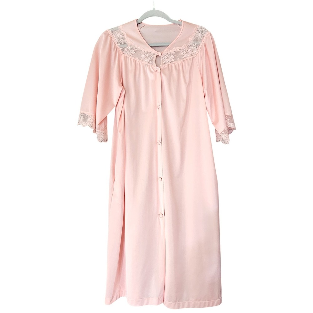 Vintage Henson Kickernick Soft Pink Lace Trim Nightgown M Dress Made‎ in USA